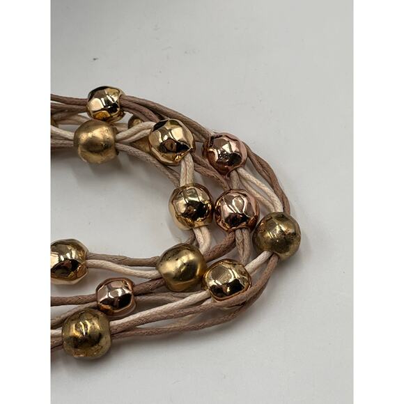 St. Thomas Mixed Metal Multi Strand Beaded Silk Cord Statement Necklace - Picture 10 of 10